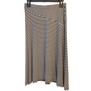 Midi Skirt, Circle A-Line, Asymmetrical, Flowy, Decollection by Downeast, Stripe